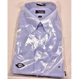 Towncraft Mens Dress Shirt Size 17 Light Blue Button Up Comfort Regular Fit NWT
